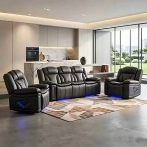 Juego de Sillones Reclinables de Cuero Ecológico Frank, 3+2+1 Plazas, Muebles Modernos para Sala de Estar, Sofá Cómodo para el Hogar - Product Image 1