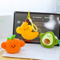 Schattige gespierde fruit pluche sleutelhangerset Kawaii buigende fruit dierenpop hanger grappige knuffel speelgoed tas polyester PP katoen