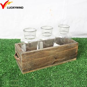Desktop Plant <span class=keywords><strong>Terrarium</strong></span> mit Glas Reagenzglas Vase Hydro ponic Reagenzglas Pflanzer mit Retro Holz ständer Glas Luft Pflanzer Halter - Product Image 4