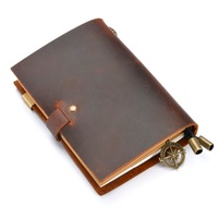 Carnet de notes de haute qualité en cuir Crazy Horse, format A5, couverture rigide, 120 feuilles, reliure à feuilles pliées, gaufré/imprimé