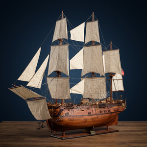 แบบจำลองเรือ HM Bark Endeavour XL ทำจากไม้มะฮอกกานี สไตล์เรือเดินสมุทร สีไม้ธรรมชาติ ของตกแต่งบ้าน ผลิตในเวียดนาม TS0006W-150 - Product Image 3