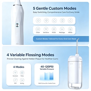<span class=keywords><strong>Cepillo</strong></span> de Dientes Eléctrico 2 en 1 Profesional y <span class=keywords><strong>Irrigador</strong></span> Bucal Portátil con 10 Cabezales de Repuesto para Viajes - Product Image 2