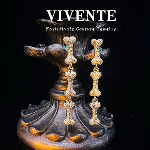 Ensemble collier et boucles <span class=keywords><strong>d</strong></span>'oreilles vintage double couche en os, version haut de gamme, plaqué cuivre or véritable pour Pearl Girl Saturn - Product Image 3