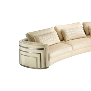 Juego de sofá seccional de 3-6 plazas de esquina curvada de diseñador italiano de lujo sofá de cuero genuino para salas de estar-muebles de hotel - Product Image 4