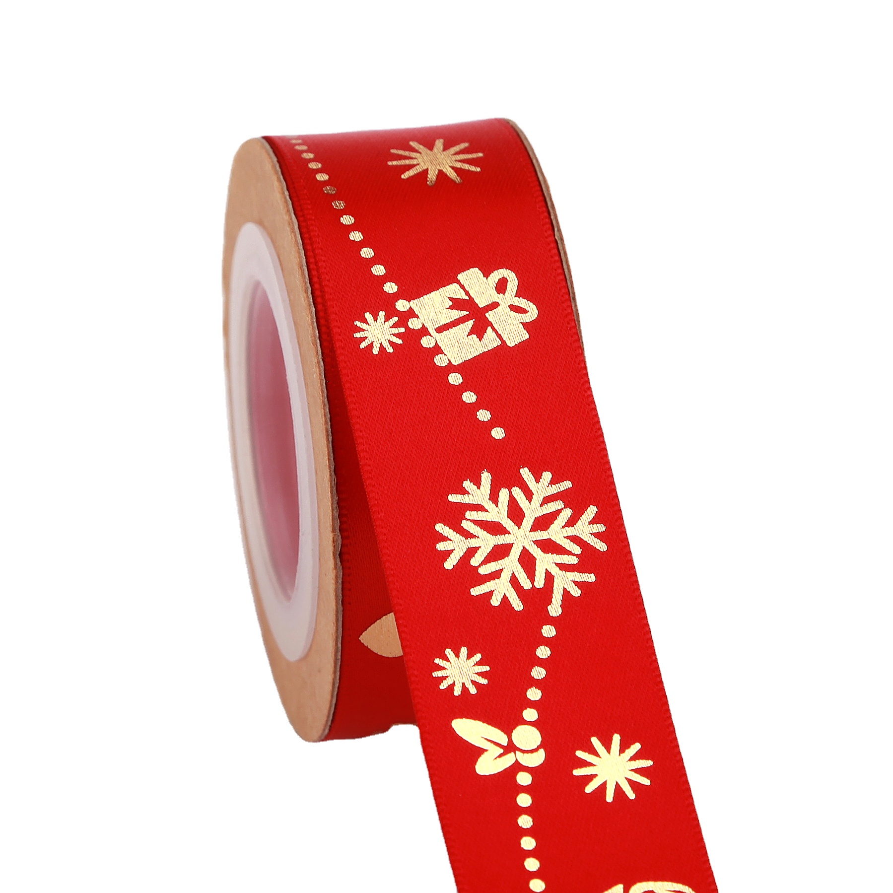 Factory Direct Sale 2.5Cm Ribbon Christmas Printed Ribbon Gift Box Packaging Christmas Decor Ribbon