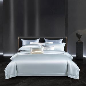 Venta al <span class=keywords><strong>por</strong></span> <span class=keywords><strong>mayor</strong></span> de 4 piezas de color azul sólido edredón funda nórdica de <span class=keywords><strong>algodón</strong></span> <span class=keywords><strong>Pima</strong></span> 4 piezas juego de cama proveedor - Product Image 1