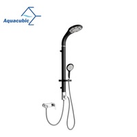 Ensemble de robinets de douche thermostatiques contemporains carrés et ronds noirs de Chine avec barre coulissante
