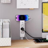 Prise de courant murale multi-prises standard UE, 3 prises AC, 1 port USB, 2 ports USB-C, rotation à 180 degrés, accès facile, extensible jusqu'à 25 cm