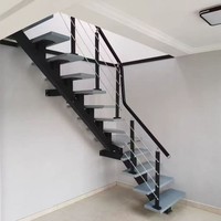 Escalier à cordes réglable, design simple et élégant, marches en bois massif, installation facile, escalier à plateaux noirs