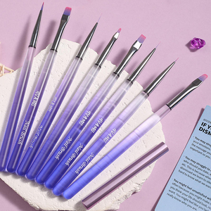 Ensemble de pinceaux à ongles en acrylique violet dégradé japonais, poils doux en nylon pour le mélange de gel UV, usage en salon - Product Image 4