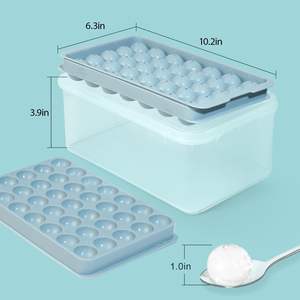 TOP Seller BPA Free <b>Plastic</b> Mini Round Ice Ball Maker Mold Ice Cube Tray With <b>Lid</b> and <b>Bin</b> Ice Scoop - Product Image 4