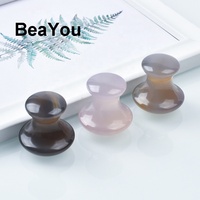 Masseur facial Gua Sha en forme de champignon en quartz rose naturel et obsidienne noire pour le cou, le visage et le massage des yeux