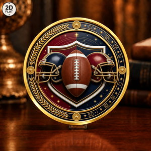 Pièce de monnaie commémorative personnalisée, design <span class=keywords><strong>casque</strong></span> de football américain et bouclier, pièce de monnaie de défi en fer à collectionner - Product Image 1