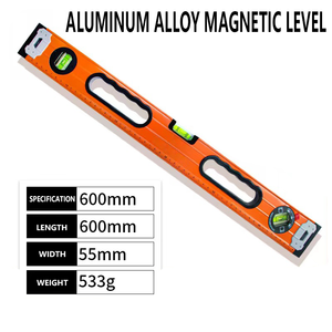 Nivel de burbuja magnético de aleación de aluminio de grado industrial de alta resistencia de 24 pulgadas con precisión de +/-10 mm y rango de 0-5 m para decoración de edificios - Product Image 6