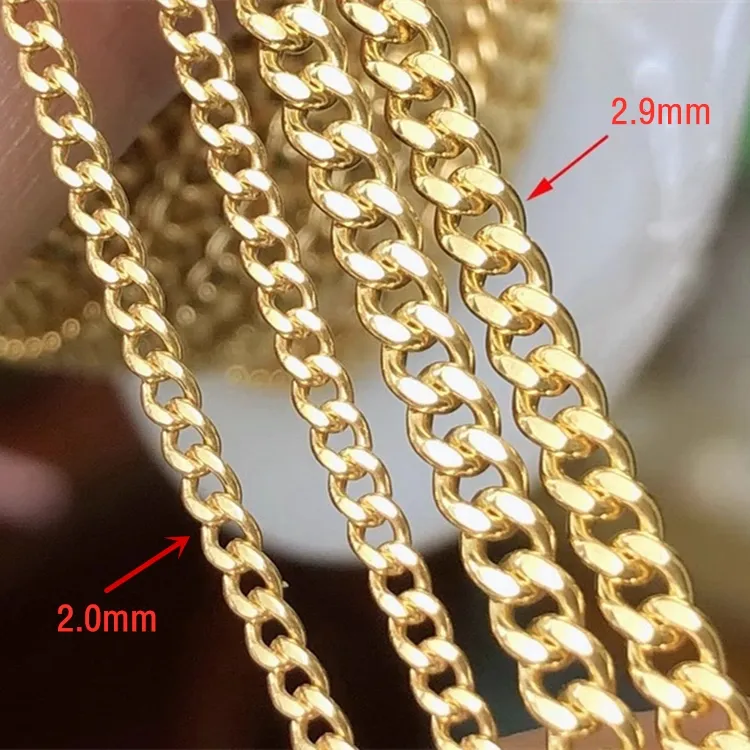 Cadena cubana de oro Real de 2,9mm para mujer, fabricación de joyas, collares