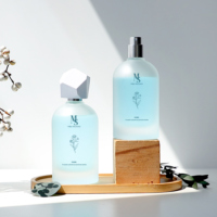 Flacon de parfum en verre rond transparent givré vide de 100 ml avec bouchon blanc