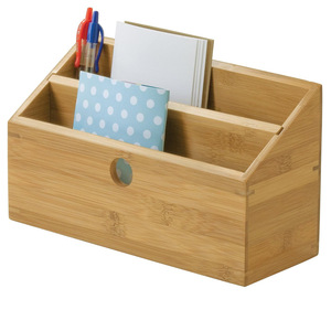 Bamboo Office Organizer Rectangular Storage Box For <b>Desk</b> Stationery And Documents <b>Study</b> Use - Product Image 2