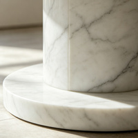 Table basse de luxe en marbre blanc avec base géométrique, élégante veine dorée-brun, décoration moderne pour salon, écologique