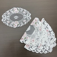 Napperons en dentelle vintage, napperons de table ovales brodés en crochet, dessous de verre en dentelle pour vase de table, décoration intérieure, sous-verres en polyester