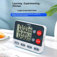 Timer Digital Dua Saluran Layar LCD Besar Timer Hitung Mundur Ganda Dengan Fungsi Memori dan Mute untuk Laboratorium, Dapur, Pelatihan CPR