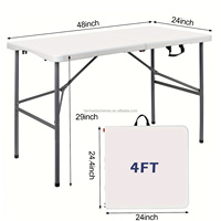 Table pliante portable d'extérieur blanche de 6/8 pieds, table de restaurant pliable, ensemble de tables et chaises en plastique pour événements et fêtes