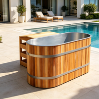 Bain de glace ovale en bois de cèdre moderne haut de gamme avec refroidisseur intelligent pour spa, club de bien-être et villa