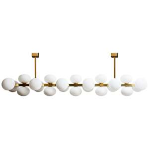<span class=keywords><strong>Lampadario</strong></span> in vetro lineare moderno americano di lusso finitura oro con 12 <span class=keywords><strong>sfere</strong></span> di vetro bianco per la cucina soggiorno e corridoio - Product Image 5