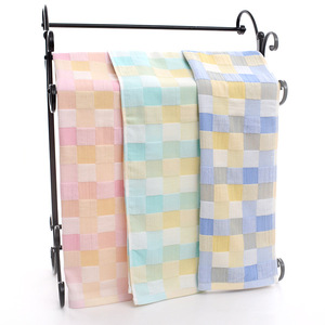 Couverture pour bébé à carreaux en gaze de coton pur double couche, 95x95 cm, perméable à l'air, séchage rapide, pour nourrissons et jeunes enfants - Product Image 1
