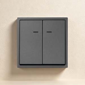Interrupteur mural 2 gangs <span class=keywords><strong>1</strong></span> voie avec indicateur LED, ignifuge V-0, en polycarbonate, norme UE, 10A 250V, garantie <span class=keywords><strong>30</strong></span> ans, certifié CE - Product Image 1