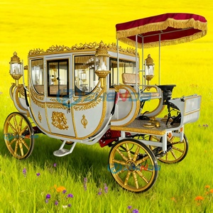 Custom-made Black and Gold Wedding Carriage Travel Sightseeing Luxury Royal Carriage for Sale - Product Image 3