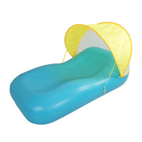 Nouvelle chaise longue gonflable en PVC OEM avec auvent, pour piscine extérieure, design pliable, transat pare-soleil, canapé aquatique, pour 1 personne, CN