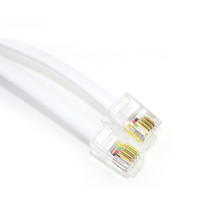 Cable de Extensión Telefónica Modular Recto de 7 Pies, 4 Conectores RJ9 4P4C, Plateado y Cobre, para Interiores