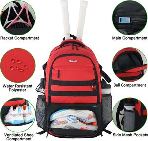 Große Tennis tasche Rucksack Männer Frauen für 2 Schläger mit separatem Schuh platz für Tennis Pickle ball Squas - Product Image 3