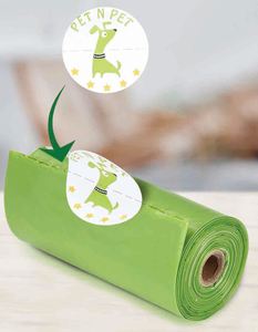 <b>Compostable</b> Biodegradable Eco-Friendly Strong Plastic Dog Poop <b>Bag</b> Holder Rolls with Handle for Small Animals - Product Image 2