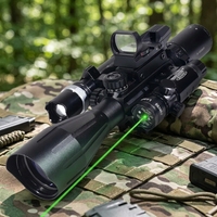 Ensemble optique tactique combiné 4-12x50IR avec viseur reflex, laser vert, lampe torche, lentilles multicouches pour utilisation en extérieur