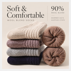 Custom Wool Crew Socks 90% Wool 19cm Thick Knit Thermal Winter Socks Multiple Colors Seamless Comfort - Product Image 2