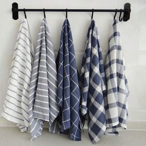 Custom Mediterranean Style <b>Blue</b> Series 100% Cotton Quick-Dry Compressed Kitchen <b>Towel</b> Napkins <b>Tea</b> <b>Towels</b> Repeated Border Design - Product Image 1