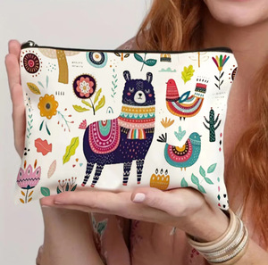 Bolsas <span class=keywords><strong>de</strong></span> Maquillaje <span class=keywords><strong>de</strong></span> Lona <span class=keywords><strong>de</strong></span> Poliéster Impermeables con Diseño <span class=keywords><strong>de</strong></span> Letras, Cierre <span class=keywords><strong>de</strong></span> Cremallera, para Mujer, para Viaje, Estuche Cosmético - Product Image 2