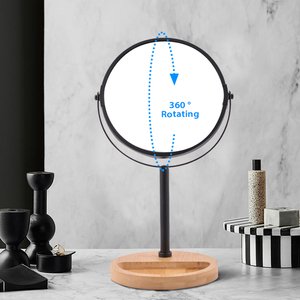 Tự Nhiên Tre Vanity Gương 360 Xoay Hai Mặt 3x/5X Magnifying Chrome Kim Loại Khung Vòng Cho Khách Sạn Spa Salon Nhà - Product Image 2