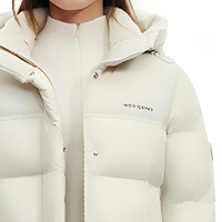 Veste courte matelassée blanche à capuche pour femme, logo brodé, manteau en duvet matelassé, vente en gros