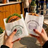 Sac alimentaire en papier ciré anti-graisse, recyclable, écologique, certifié universel, de haute qualité, pour snacks croustillants, poulet frit et popcorn