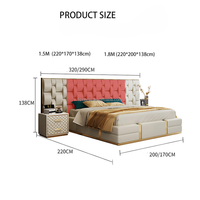 Modernes Premium Chesterfield Lederbettgestell in Dubai-Größe mit Großem Kopfteil für Schlafzimmermöbel