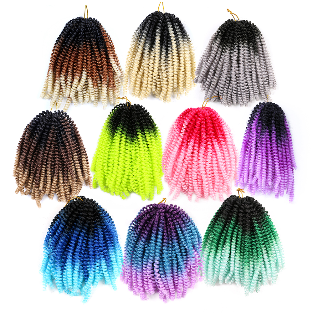 Alileader Groothandel Gehaakte Vlecht Haar 8 "Ombre Kleur Lente Twist Gehaakt Haar Voor Vrouwen