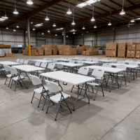 Table pliante en HDPE moulé par soufflage de 6 pieds, pliable en deux, avec poignée de transport, idéale pour la restauration commerciale – Meilleures ventes