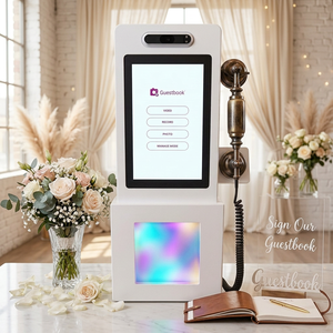 Livre d'or vidéo et audio tactile avec enregistreur vocal LED, cabine téléphonique rétro pour événements de mariage, cabine photo - Product Image 1