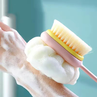 Haute qualité 2-en-1 exfoliation Massage corps douche boule brosse poils doux longue poignée nettoyage Bush