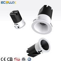 ECOLUX Spot LED Mini Encastrable Anti-Éblouissement en Aluminium Personnalisé CE ETL SAA, Projecteur COB Anti-Éblouissement