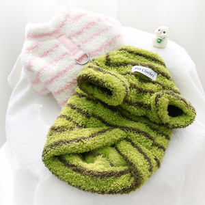 Striped Fleece Sweater For Small Dogs Autumn Winter Warm Pet <b>Clothes</b> Cute Design Hoodie Bichon Frise Teddy Pomeranian - Product Image 3