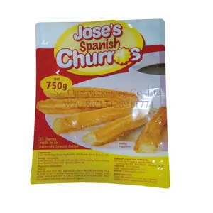 Ciambella termosaldabile per alimenti pane tostato churros spagnolo stampato su misura sottovuoto sacchetto per imballaggio alimentare sacchetto 3 sigillo laterale