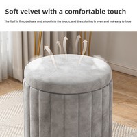 Pouf de rangement rond moderne et minimaliste, style luxe léger, tabouret de canapé, tabouret de coiffeuse, petite chaise de maquillage en tissu multifonctionnel
